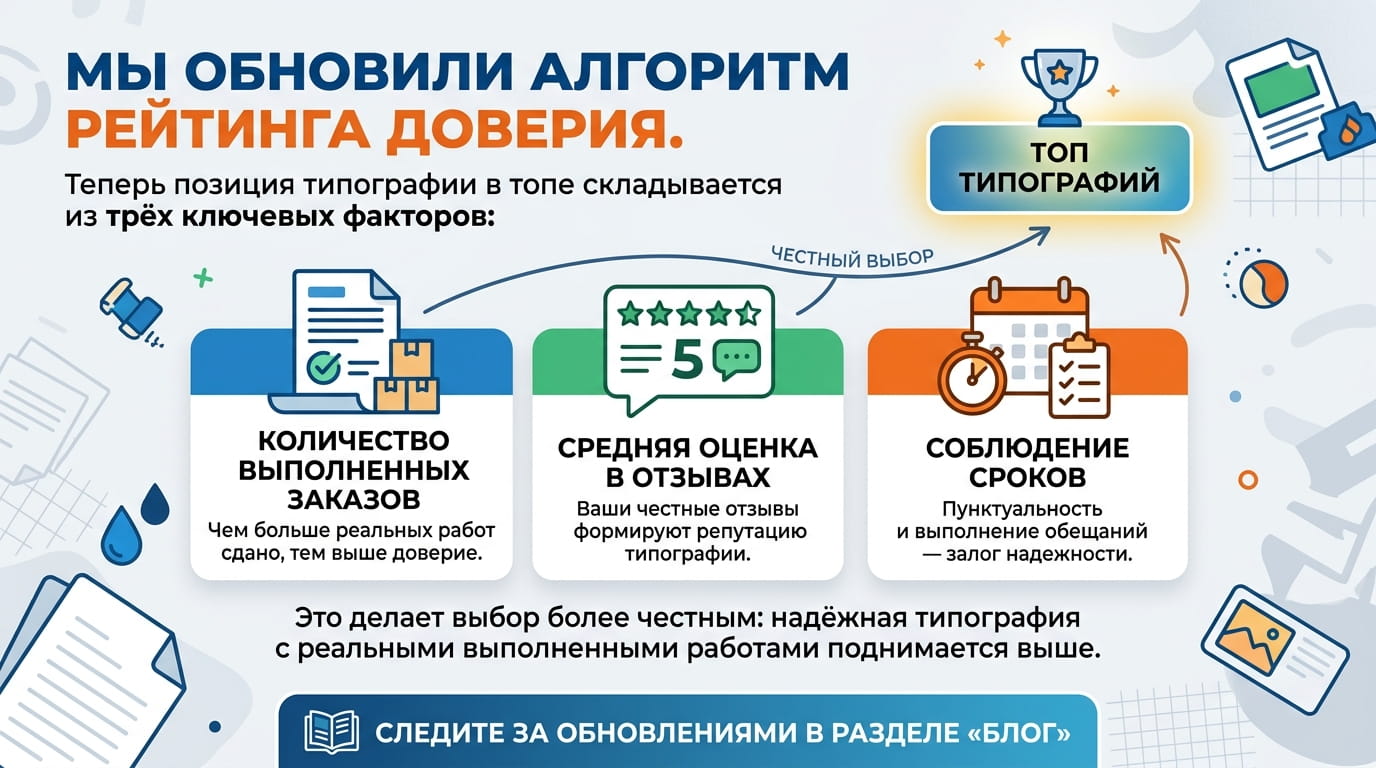 Обновили рейтинг доверия типографий